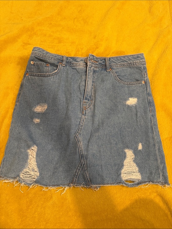H&M Dresses & Skirts - H&M Light Blue Distressed Denim Mini Skirt